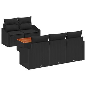 vidaXL Conjunto de sof&aacute;s de jard&iacute;n 6 pcs Negro rat&aacute;n sint&eacute;tico