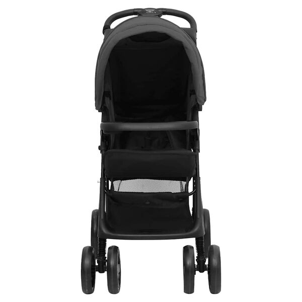 vidaXL Carrito de beb&eacute;s 3 en 1 de acero gris oscuro y negro