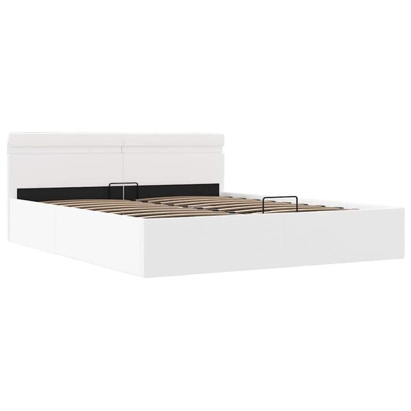 vidaXL Cama canapé hidráulica con LED sin colchón blanco 160x200 cm