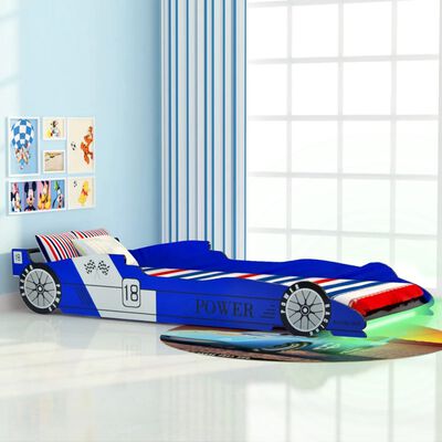 vidaXL Cama infantil con forma de coche carreras y LED 90x200 cm