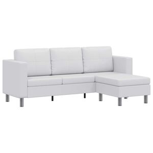 vidaXL Sof&aacute; seccional 3 plazas cuero artificial blanco