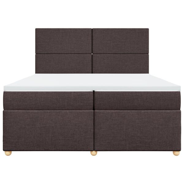 vidaXL Cama box spring con colch&oacute;n tela marr&oacute;n oscuro 200x200 cm