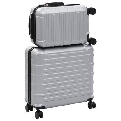 vidaXL Juego de maletas trolley rígidas 2 piezas plateado ABS