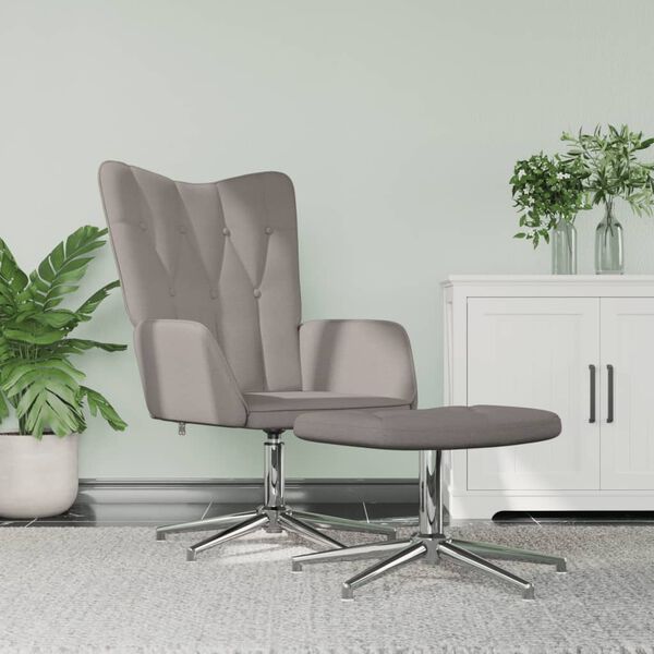 vidaXL Sill&oacute;n de relax con reposapi&eacute;s de tela gris taupe