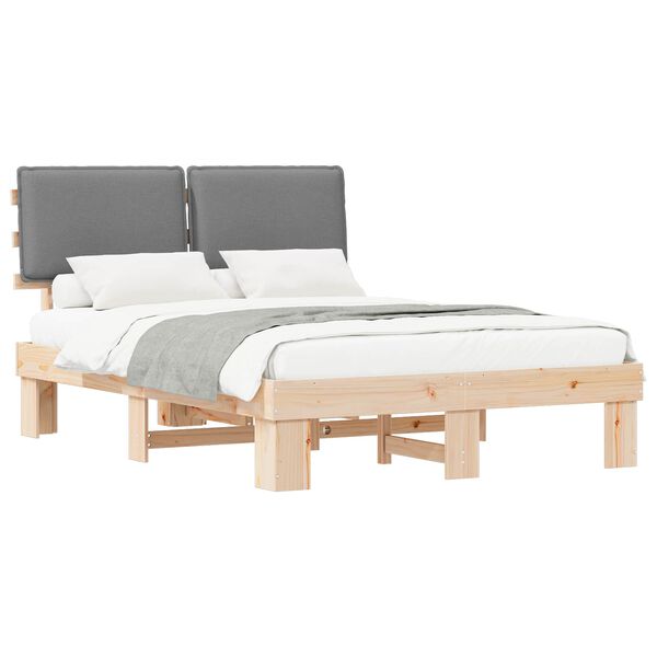 vidaXL Estructura de Cama con Cabecera Tapizada Gris Claro