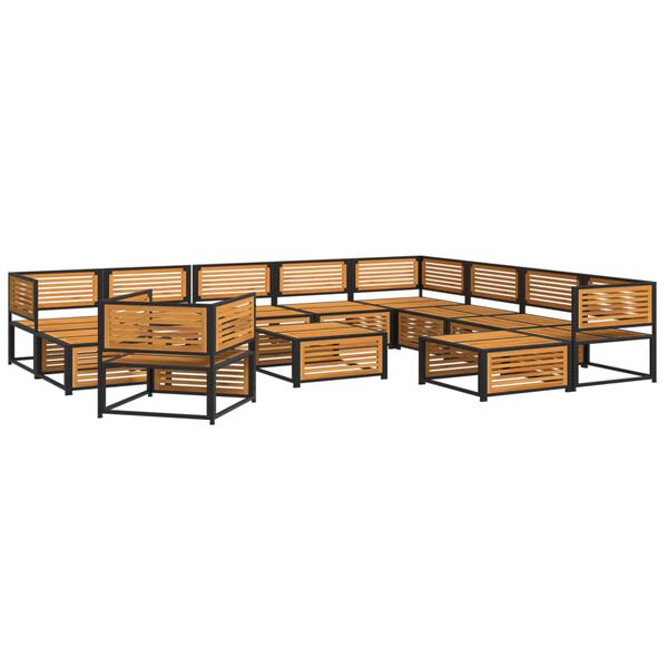 vidaXL Set de sof&aacute;s de jard&iacute;n con cojines 12 pzas madera maciza acacia