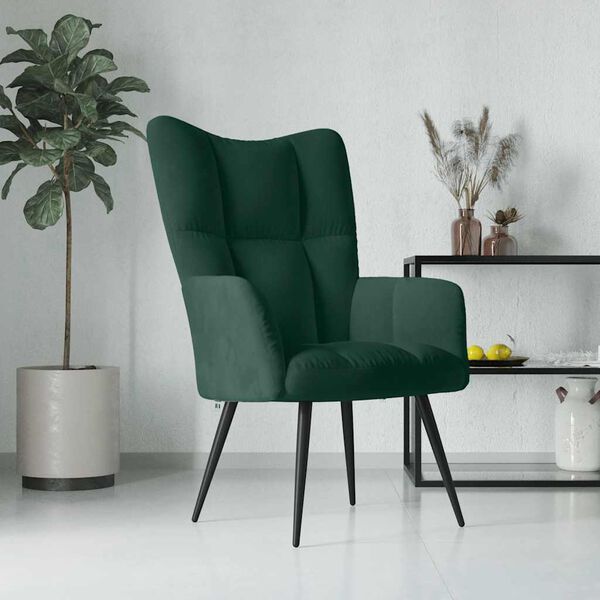 vidaXL Sill&oacute;n de relax de terciopelo verde oscuro