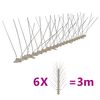 vidaXL Set de hileras 6 pinchos contra p&aacute;jaros y palomas 4 filas 3 m