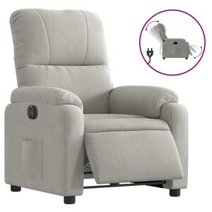 vidaXL Sill&oacute;n reclinable el&eacute;ctrico tela de microfibra gris claro
