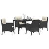 vidaXL Conjunto de Comedor de Jard&iacute;n 5 pcs Negro rat&aacute;n sint&eacute;tico