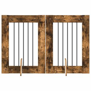 vidaXL Puerta de perro con soportes 2 pcs Roble Ahumado 60 x 80 cm