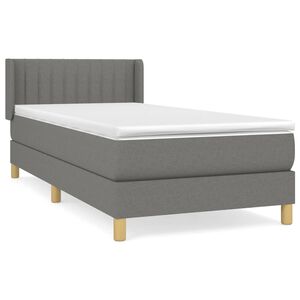 vidaXL Cama box spring con colch&oacute;n tela gris oscuro 80x200 cm