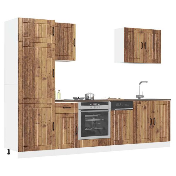 vidaXL Mueble cocina Lucca madera vieja 7 pzas madera contrachapada