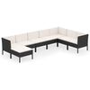 vidaXL Set de muebles de jard&iacute;n 8 pzas y cojines rat&aacute;n sint&eacute;tico negro