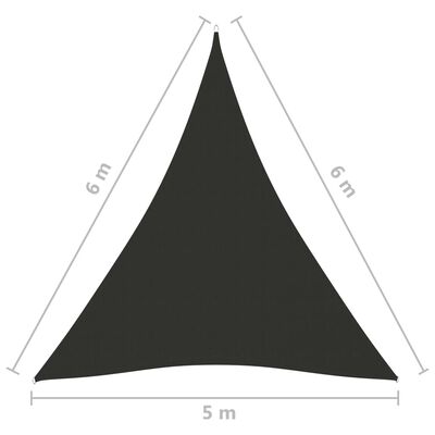 vidaXL Toldo de vela triangular tela Oxford gris antracita 5x6x6 m