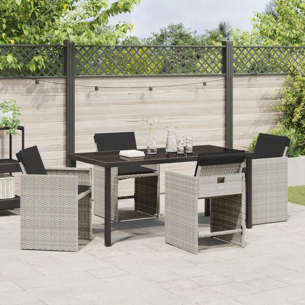 vidaXL Conjunto de Comedor de Jard&iacute;n 5 pcs Gris Claro rat&aacute;n sint&eacute;tico