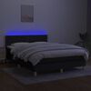 vidaXL Cama box spring colch&oacute;n y luces LED tela negro 140x190 cm