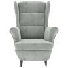 vidaXL Sillón orejero y taburete de terciopelo gris claro