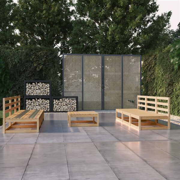vidaXL Juego de muebles de jard&iacute;n 7 piezas madera maciza de pino