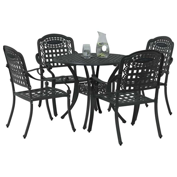 vidaXL Conjunto de Comedor de Jard&iacute;n 5 pcs Negro Aluminio