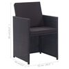 vidaXL Set comedor de jardín 15 piezas y cojines ratán sintético negro