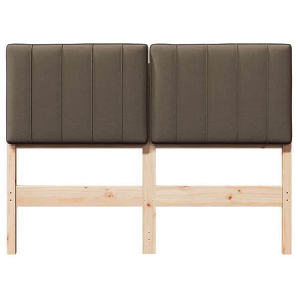 vidaXL Cabecero tapizado Marr&oacute;n y topo 120 cm Madera de pino macizo