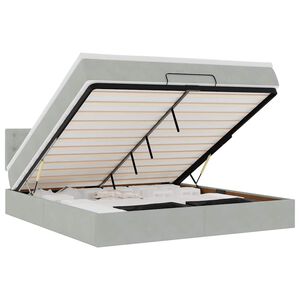 vidaXL Estructura de cama otomana con colch&oacute;n gris claro 160x200cm