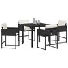 vidaXL Conjunto de Comedor de Jard&iacute;n 5 pcs Negro rat&aacute;n sint&eacute;tico