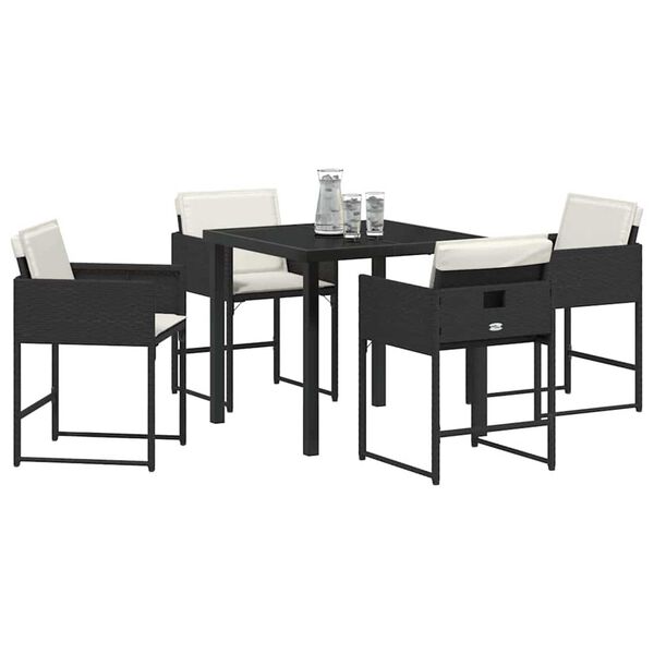 vidaXL Conjunto de Comedor de Jard&iacute;n 5 pcs Negro rat&aacute;n sint&eacute;tico