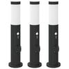 vidaXL Balizas de luz con sensor y tomacorriente, 3 unidades, 50 cm, acero inoxidable, IP44