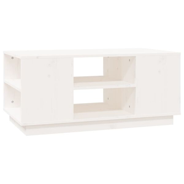 vidaXL Mesa de centro de madera maciza de pino blanco 90x49x40,5 cm