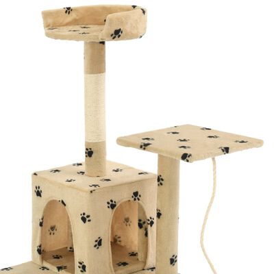 vidaXL Rascador para gatos con poste de sisal 120 cm huellas beige