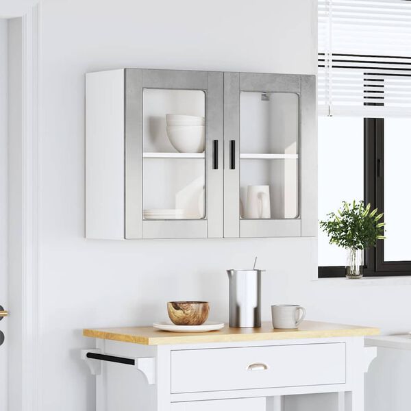 vidaXL Armario de pared para cocina puerta cristal Porto gris hormig&oacute;n