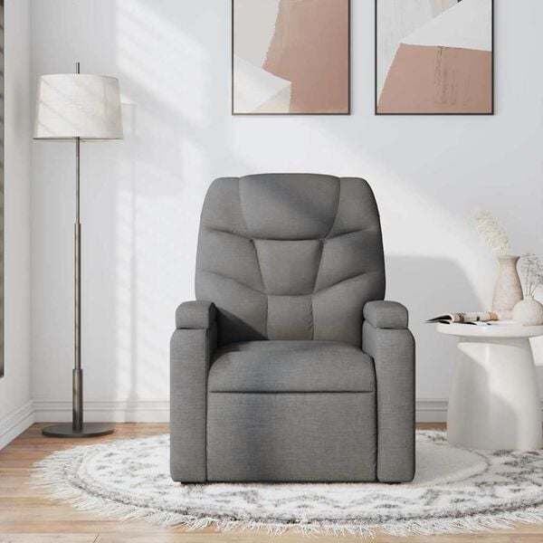 vidaXL Sill&oacute;n de masaje reclinable de tela gris oscuro