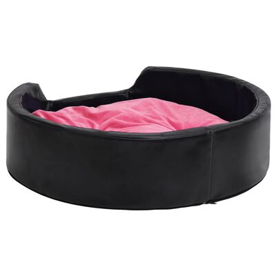 vidaXL Cama de perros felpa y cuero sintético negro y rosa 79x70x19 cm