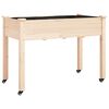 vidaXL Jardinera con forro y ruedas madera de abeto gris 118x59x80 cm