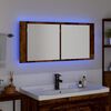 vidaXL Espejo LED Cabinet con estante Madera vieja 100 x 12 x 45 cm