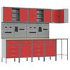vidaXL Conjunto de armarios de trabajo con caj&oacute;n 12 uds. Rojo y Gris