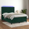 vidaXL Cama box spring colch&oacute;n y LED terciopelo verde oscuro 140x190cm