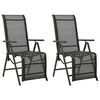 vidaXL Silla de jard&iacute;n reclinables 2 uds textileno aluminio negro