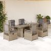 vidaXL Set comedor de jard&iacute;n 7 pzas con cojines rat&aacute;n sint&eacute;tico beige