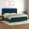 vidaXL Cama box spring colch&oacute;n y LED terciopelo verde oscuro 200x200cm
