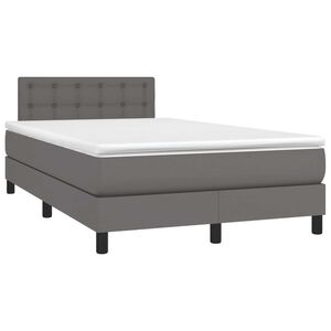 vidaXL Cama box spring con colch&oacute;n cuero sint&eacute;tico gris 120x190 cm