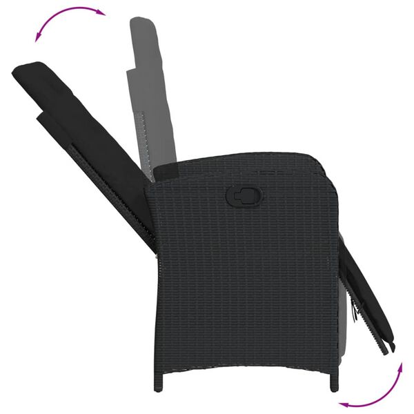 vidaXL Set de comedor de jard&iacute;n 7 pzas y cojines rat&aacute;n sint&eacute;tico negro