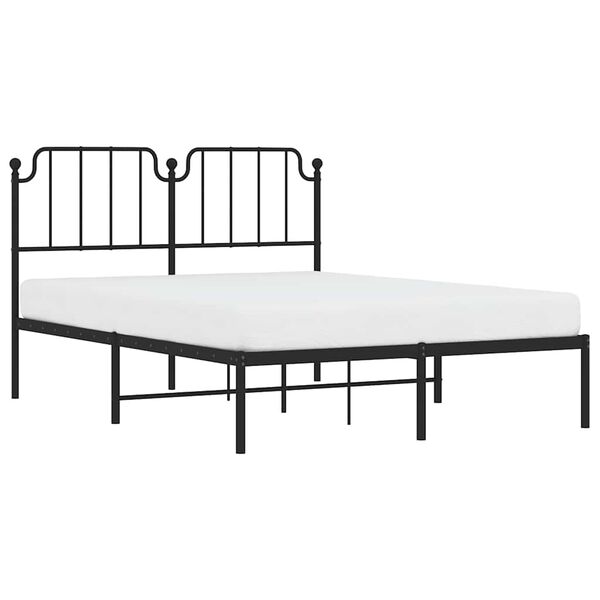 vidaXL Estructura cama sin colch&oacute;n con cabecero metal negro 135x190 cm
