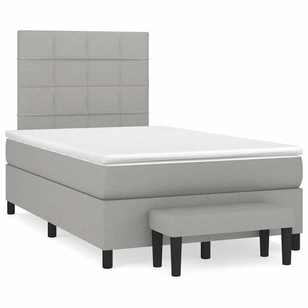 vidaXL Cama box spring con colch&oacute;n tela gris claro 120x190 cm
