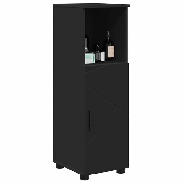 vidaXL Gabinete de Ba&ntilde;o con almacenamiento Negro 30 x 35 x 95 cm