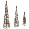 vidaXL &Aacute;rbol de Navidad 3 uds. 90 LED c&aacute;lido 20 x 20 x 80 cm Rat&aacute;n