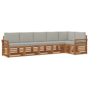vidaXL Conjunto de Sof&aacute; Seccional con coj&iacute;n 6 pcs Gris Natural y Claro
