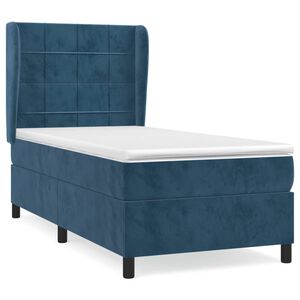 vidaXL Cama box spring con colch&oacute;n terciopelo azul oscuro 90x200 cm